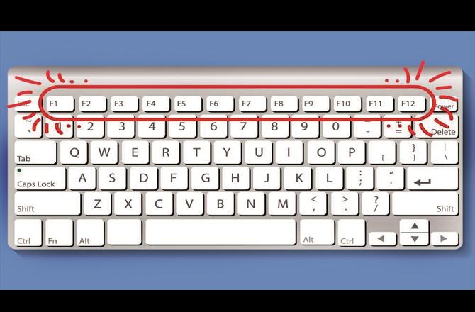 The function keys (F1 to F12) are located at the top of the keyboard.