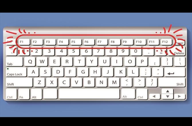 The function keys (F1 to F12) are located at the top of the keyboard.