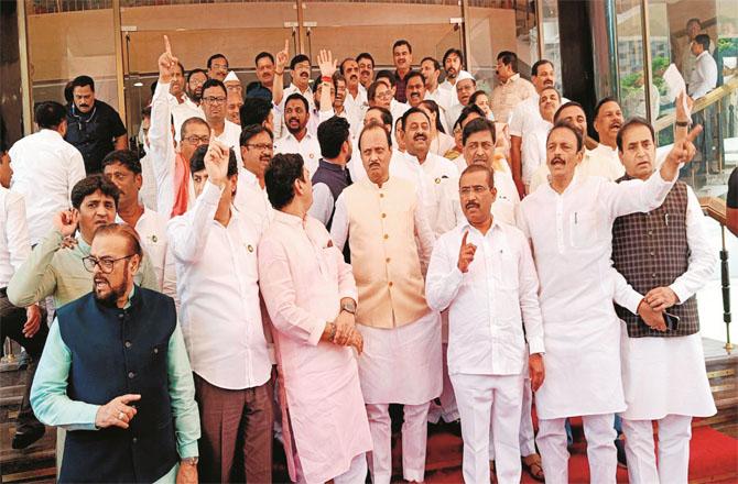 Members of Maha Vikas Aghadi walked out of the Assembly