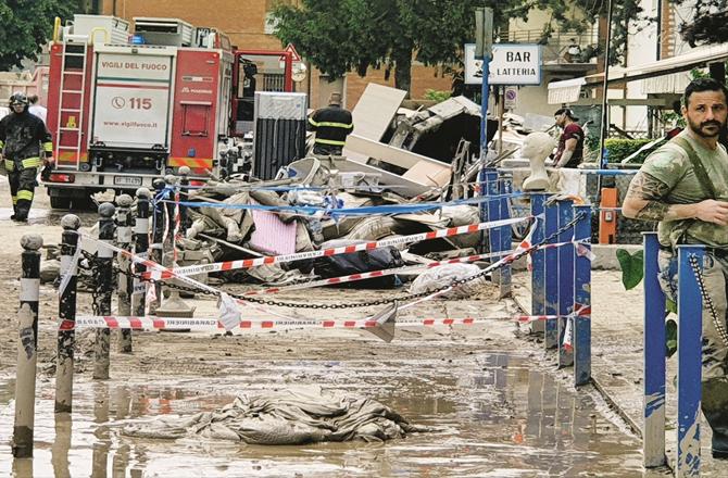 A scene after the flood in Forli, Italy. (AP/PTI)