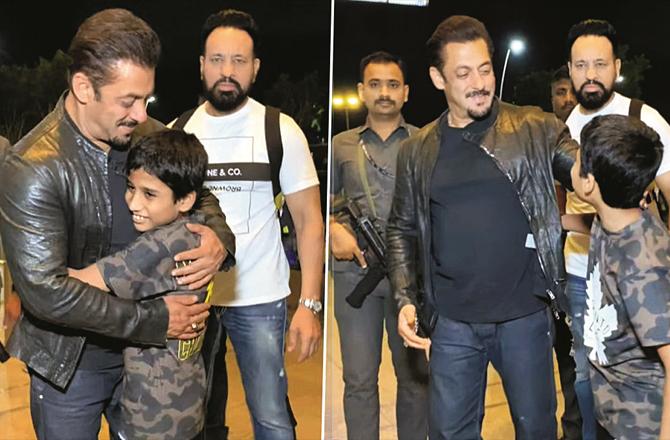 In 2 pictures taken from the video, Salman Khan can be seen with the child