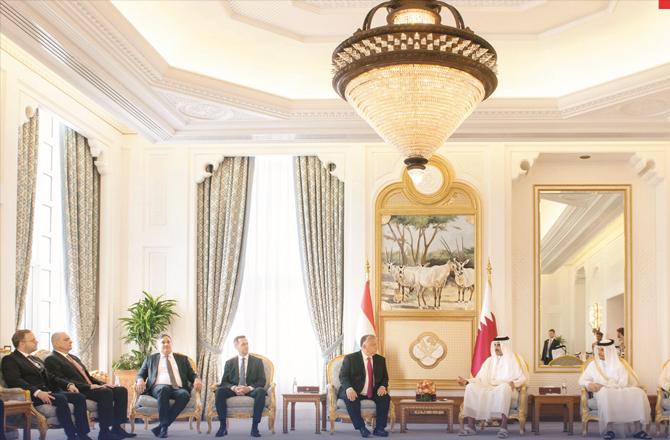 Hungary`s Prime Minister Orban and Qatar`s Emir Sheikh Tamim bin Hamad Al Thani