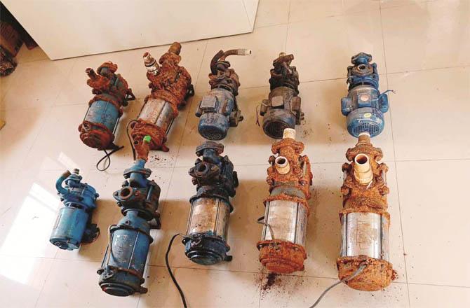 Motor pumps seized from various societies by the civic administration.