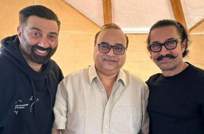 Aamir Khan, Rajkumar Santoshi, Sunny Deol. Photo: INN