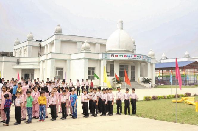Students can be seen on the premises of Rampur Public School. Photo: INN