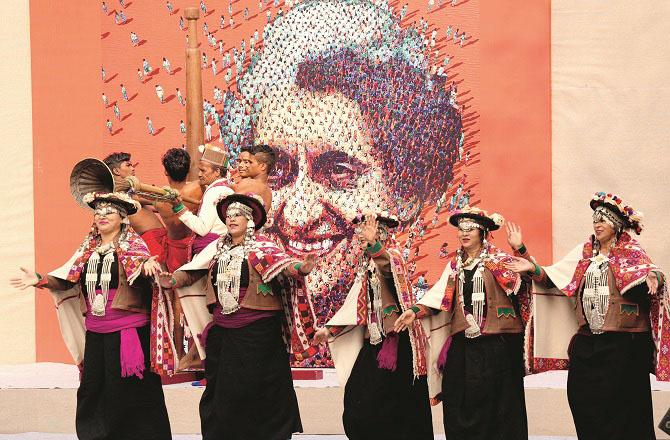 On the occasion of Indira Gandhi`s 106th birth anniversary, artists presenting a program at the Gandhi Memorial Museum. Photo: PTI