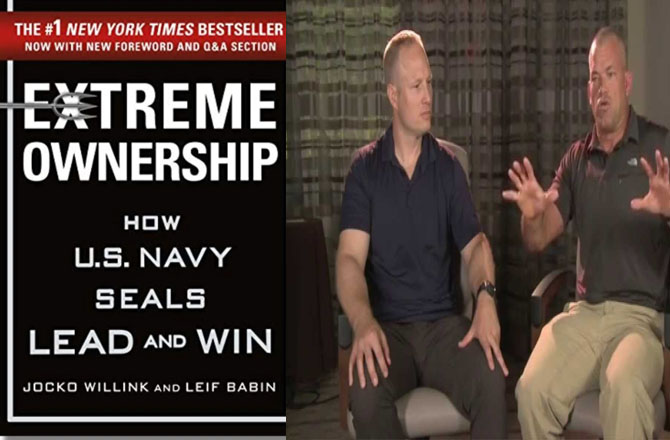 کتاب کا نام: ایکسٹریم اونرشپ : ہاؤ یو ایس نیوی سیلس لیڈ اینڈ وِن(Extreme Ownership: How U.S. Navy SEALs Lead and Win)۔ مصنف:جوکو وِل لنک اور لیفف بیبن(Jocko Willink and Leif Babin): کتاب کے دونوںہی مصنفین امریکی فوجی رہ چکے ہیں اور انہوں نے میدان جنگ، پُر خطر فوجی آپریشنوں اور فوجی زندگی کے خطرات و چیلنجز کے حوالے سے اپنے تجربات و مشاہدات کو اس کتاب میں قلمبند کیا ہے۔ یہ کتاب امیزون پر دستیاب ہے۔