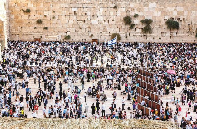 Jews worshiping at the Western Wall. They claim that they are the original inhabitants of Palestine. Photo: INN