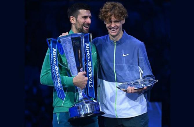 Djokovic defeated Sinner to win the ATP Finals title for the 7th time. Photo: INN