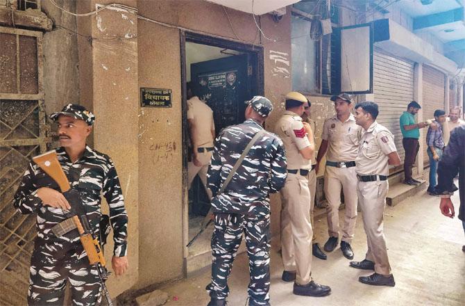 There was a heavy police guard outside Amanatullah Khan`s house. Photo: PTI
