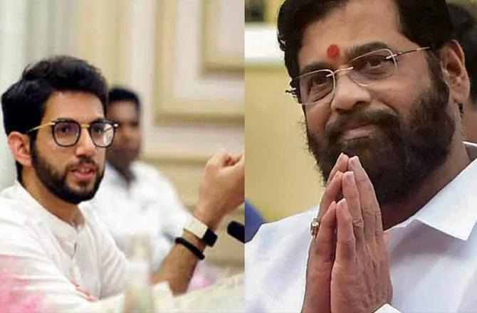 Chief Minister Eknath Shinde and Aditya Thackeray. Photo: INN