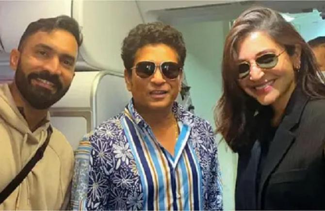 Anushka Sharma , Sachin Tendulkar And Dinesh Karthik. Photo: INN