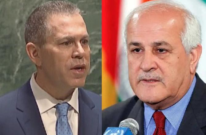 Palestinian Ambassador Riyad Mansour and Israeli Ambassador Gilad Erdan. Photo: INN
