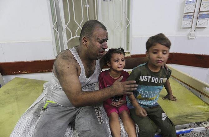 Palestinians injured in Israeli attacks in Rafah hospital. Photo: PTI