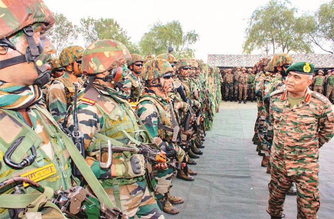 Army Chief General Manoj Pandey with Army personnel