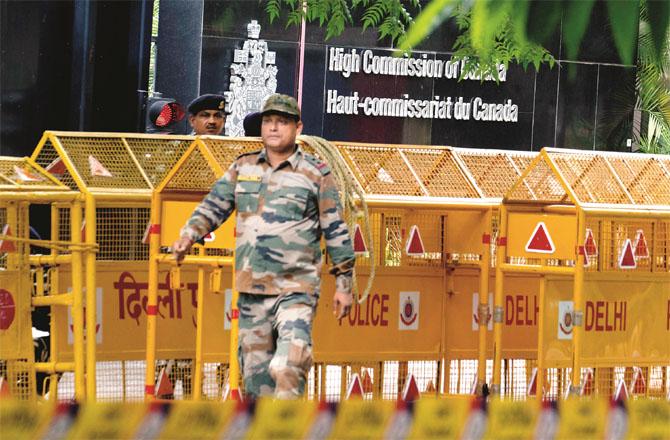 In the background of the diplomatic dispute, the security of the Canadian Embassy in New Delhi has been increased. (Photo: PTI)