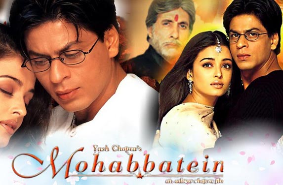 فلم: محبتیں، دورانیہ: ۳؍ گھنٹہ ۳۶؍ منٹ: یش راج کی اس فلم میں شاہ رخ خان، ایشوریہ رائے اور امیتابھ بچن کے مرکزی کردار ادا کئے تھے۔ اس فلم کی کہانی کمزور تھی لیکن شائقین اسے دیکھنا پسند کرتے ہیں۔ اس کے نغمے آج بھی عوام میں مقبول ہیں۔&nbsp;