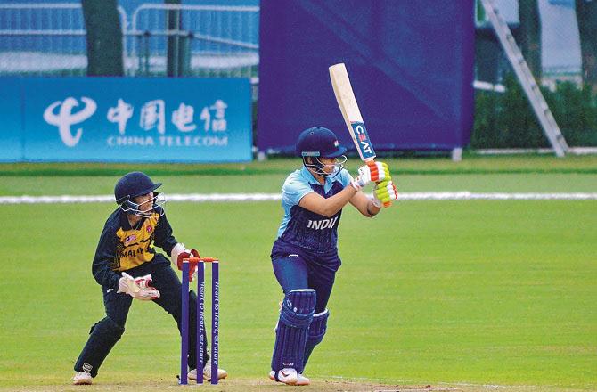 Indian batsman Shafali Verma scored 67 runs with the help of 4 fours and 5 sixes. Photo: PTI