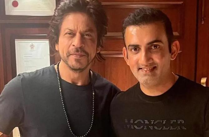 Shah Rukh Khan and Gautam Gambhir. Photo: INN