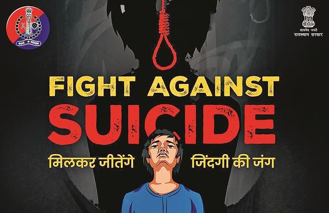 A poster issued by the Rajasthan Police advising against suicide.Photo. INN