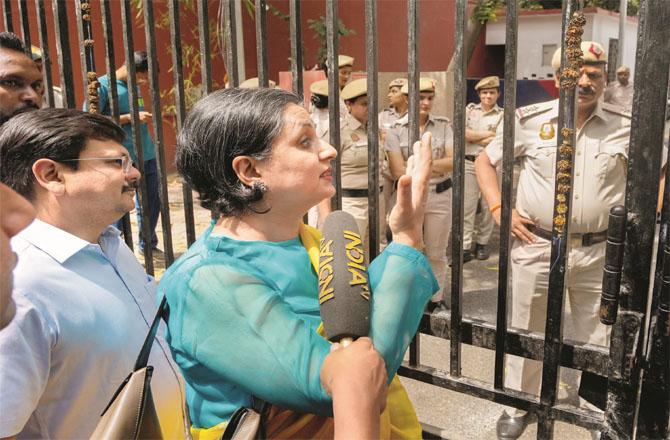 TMC Member of Parliament Sagarika Ghosh speaking to the media. Photo: PTI