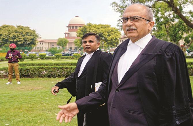 Senior advocate Prashant Bhushan, counsel for petitioners against EVM. Photo: PTI