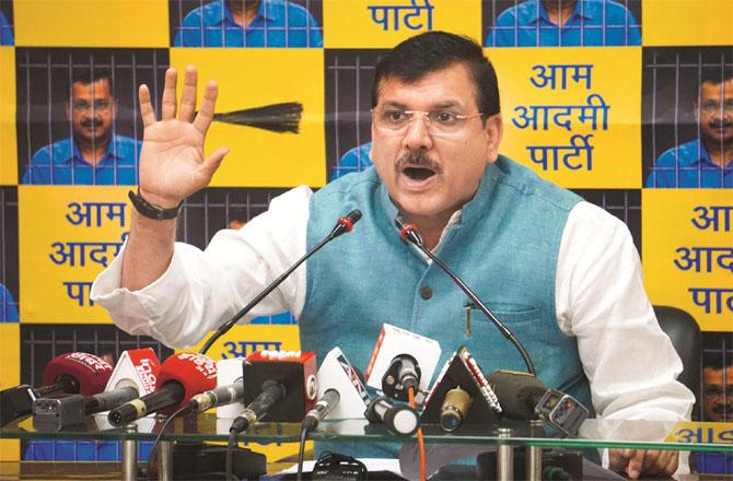 Sanjay Singh during the press conference. Photo: PTI