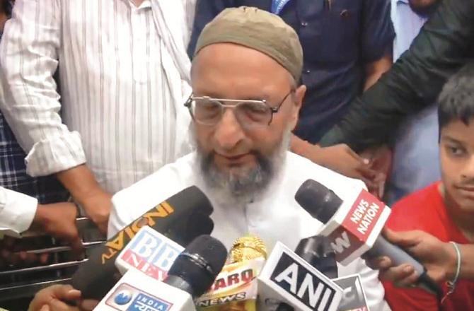 Asaduddin Owaisi while talking to the media. Image: X