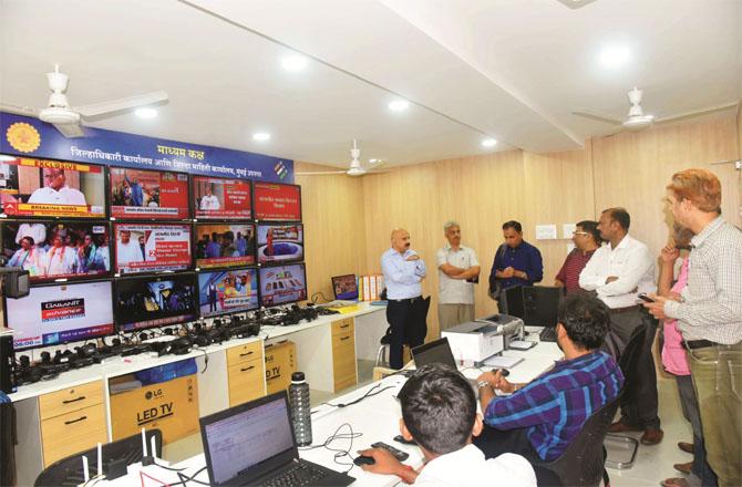 A photo of the media control room set up in the Collector`s office. Photo: INN