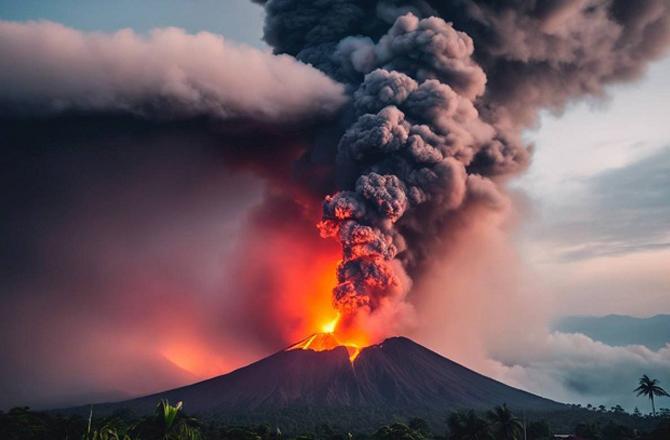 Smoke billowing from volcanic eruptions. Image: X