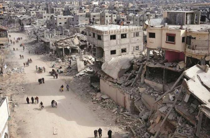 A large number of buildings in Gaza have been destroyed in the bombardment of the occupying Israeli army since October 7. Photo: INN
