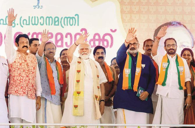 Prime Minister Modi is currently trying to pave the way for BJP in South India, for this he is on a visit to Kerala and Tamil Nadu. Photo: INN