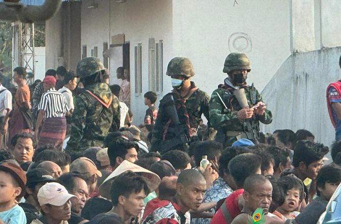 Citizens fleeing Myanmar in Thailand. Image: X