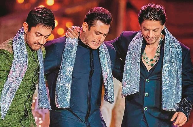 Shah Rukh Khan, Salman Khan and Aamir Khan. Image: X