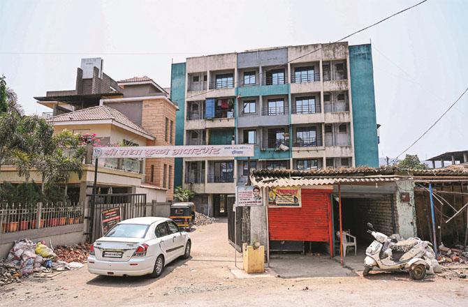 Shri Radhakrishnan Building of Harigram village in Panvel where accused Kumaragupta and Sagar Kumar Pal had rented a house. Photo: INN