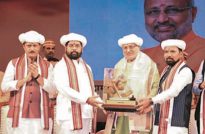 CP Balakrishnan, Eknath Shinde and Ajit Pawar. Photo: INN