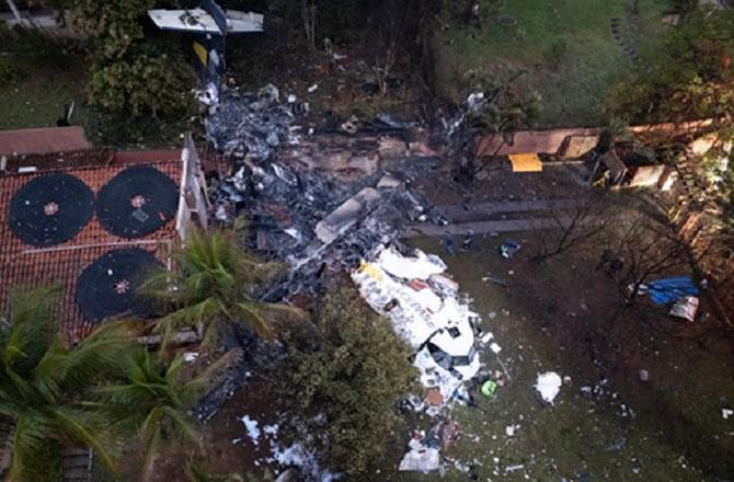 A view of the Brazil plane crash site. Photo: PTI