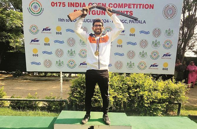 Musa Qazi expressing his happiness for coming first in the shotgun competition. Photo: INN