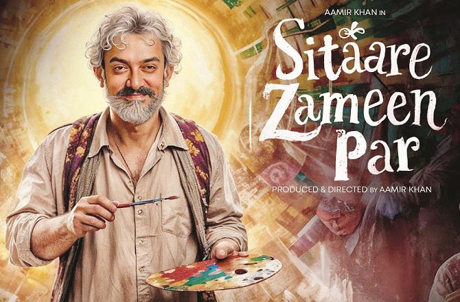 The poster of `Sitare Zameen Par` can be seen. Photo: INN