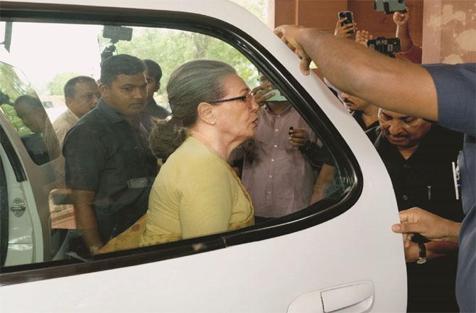 Sonia Gandhi on her way to a meeting.(PTI)