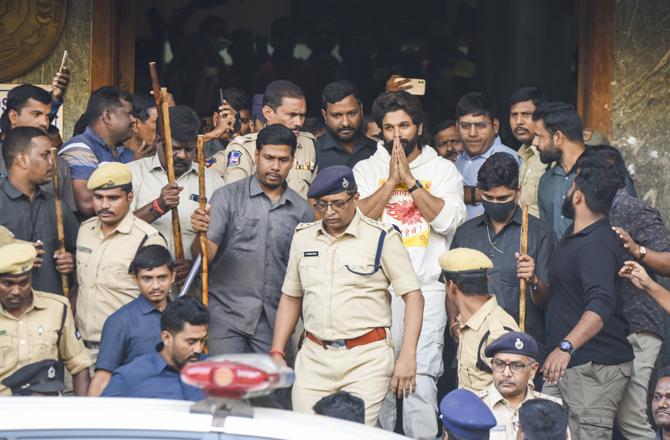 Allu Arjun at the time of his arrest. Photo: INN