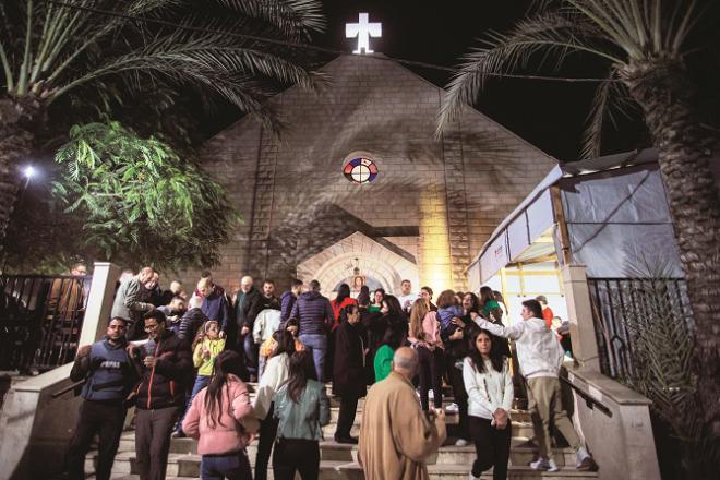 The Holy Family Church in Gaza`s Olivet area, where Christmas celebrations are held, but the celebration is dull. Photo: INN