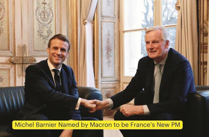 A vintage photo of Michel Barnier and Emmanuel Macron. Photo: INN
