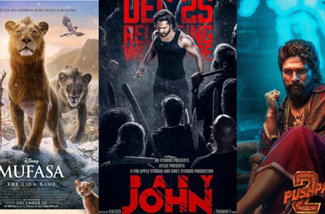 Poster for the film Pushpa 2, Baby John and Mufasa. Photo: INN.