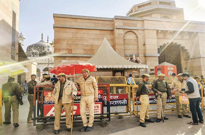 Tight security arrangements have been made around the Gyan Vapi Masjid. Photo: PTI