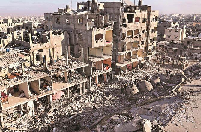 Gaza has been turned into ruins by the Israeli bombardment. Photo: INN