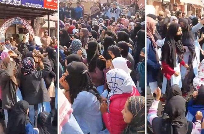 Demonstration of students outside the school in Jodhpur. Photo: X