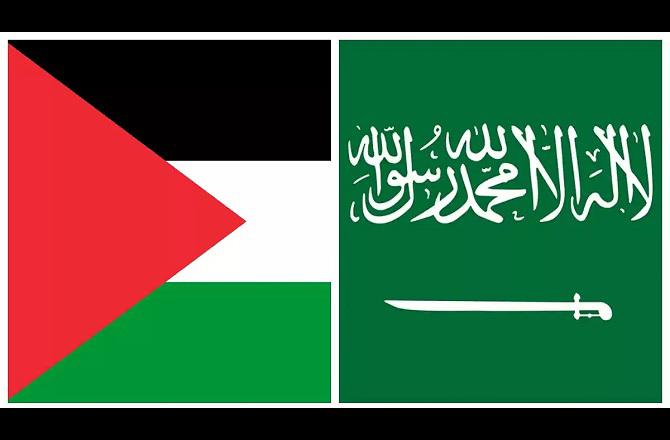 Flag of Saudi Arabia and Palestine. Photo: INN