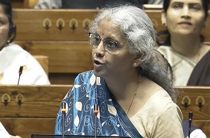 Finance Minister Nirmala Sitharaman presenting the budget. Photo: PTI