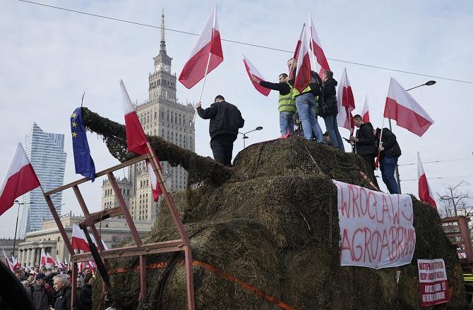 Farmers protest in Warsaw, Poland. Photo: PTI
